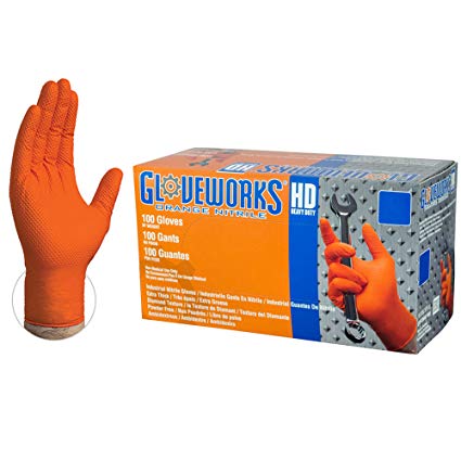 #GWON4-XL Heavy Duty Orange Nitrile Gloves Xtra Large